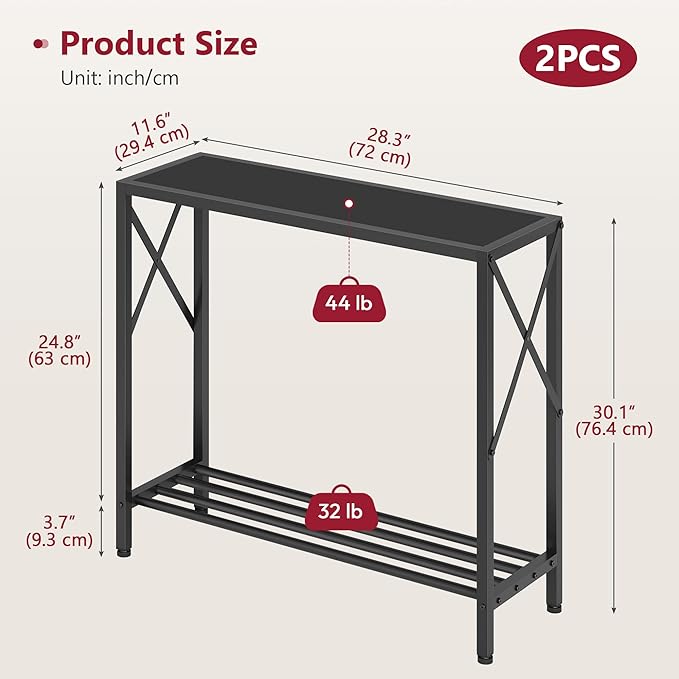 Tajsoon 2 Pack Console Table, 2 Tier Small Hallway Table, Narrow Sofa Table - Image 3