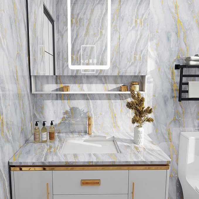 White Gold Marble Contact Paper - Image 5