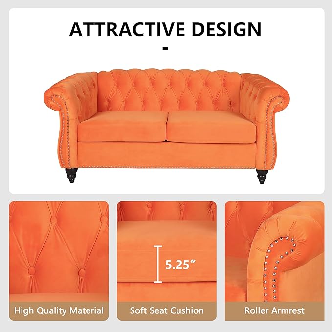 QHITTY 3 Piece Living Room Set, Sectional Chesterfield Sofa Chair Contemporary - Image 4