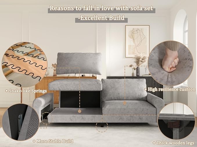 EASE MOOSE 70.6" Velvet Loveseat Sofa, Soft Deep Seat Couches - Image 9