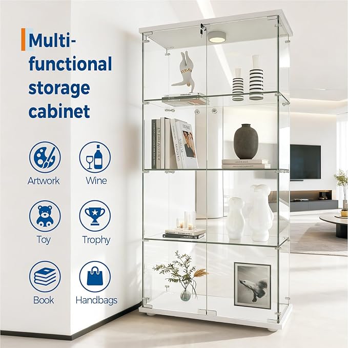 IDEALHOUSE Tempered Glass Display Cabinet - Image 4