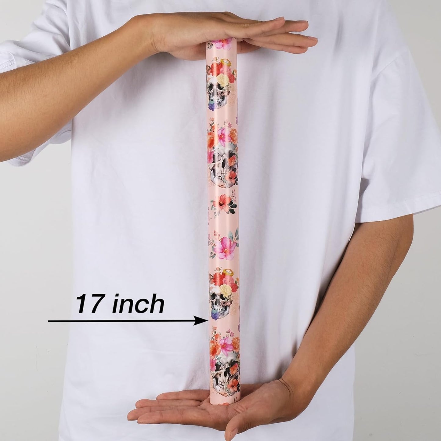 Aimyoo Gothic Wrapping Paper Roll, 17 Inch X 16.5 Feet Skull Floral Butterfly Design Gift Wrap Paper for Mother's Day, Birthday Bridal Shower