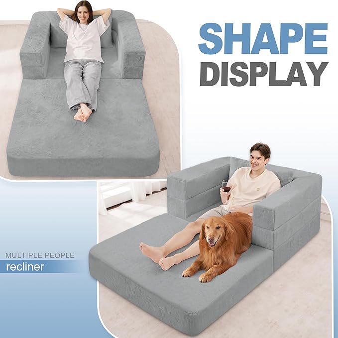 Futon Sofa Bed with Pillow, 3-in-1 Sleeper Sofa Bed with Removable Cover - Image 6