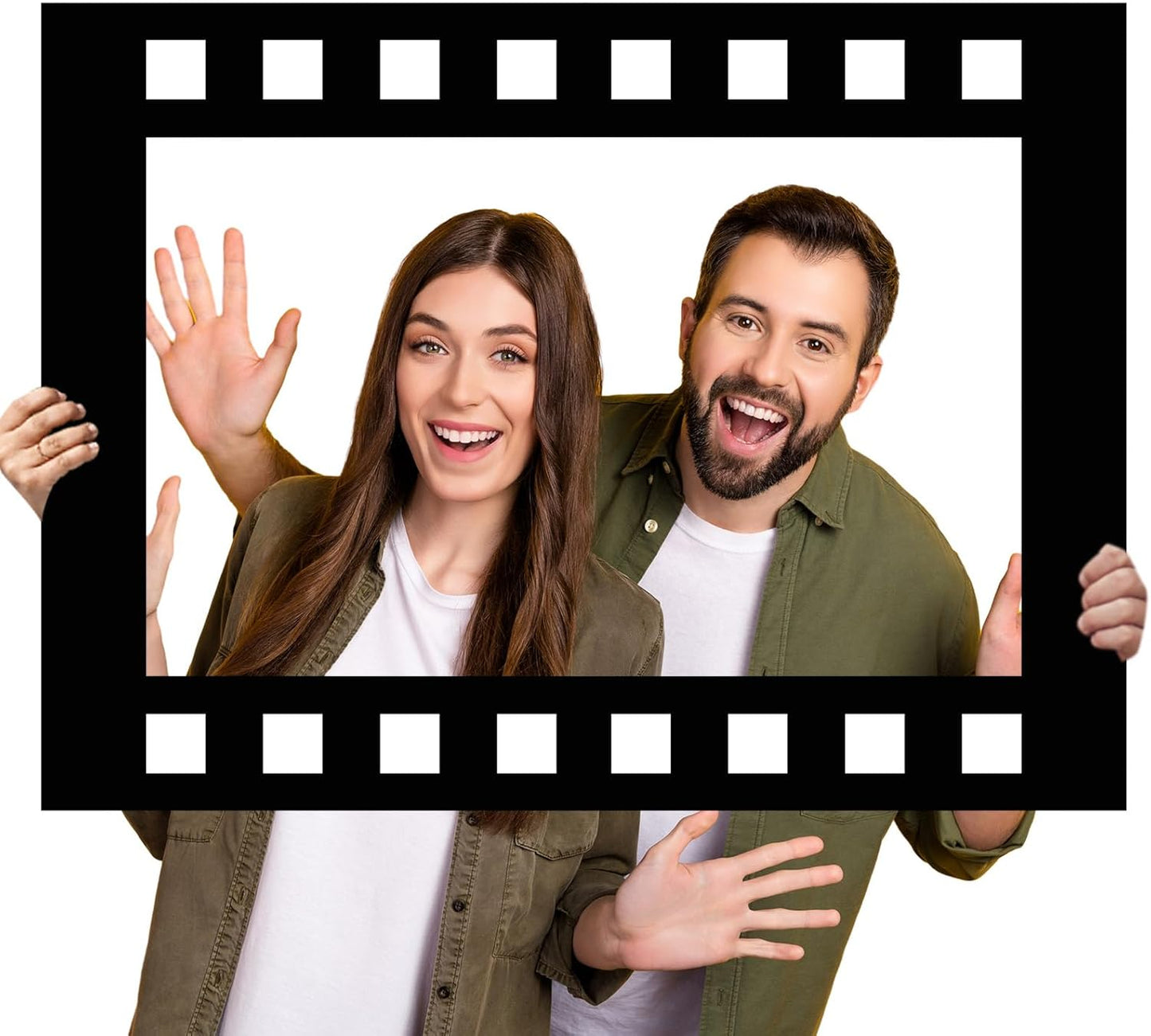 Upgraded 32 x 24 Inch Large Photo Booth Props Picture Frame Vintage Photo Frame Friends Selfie Props for Wedding Mexico Birthday Bachelorette Graduation Party Supplies (Filmstrip Style)