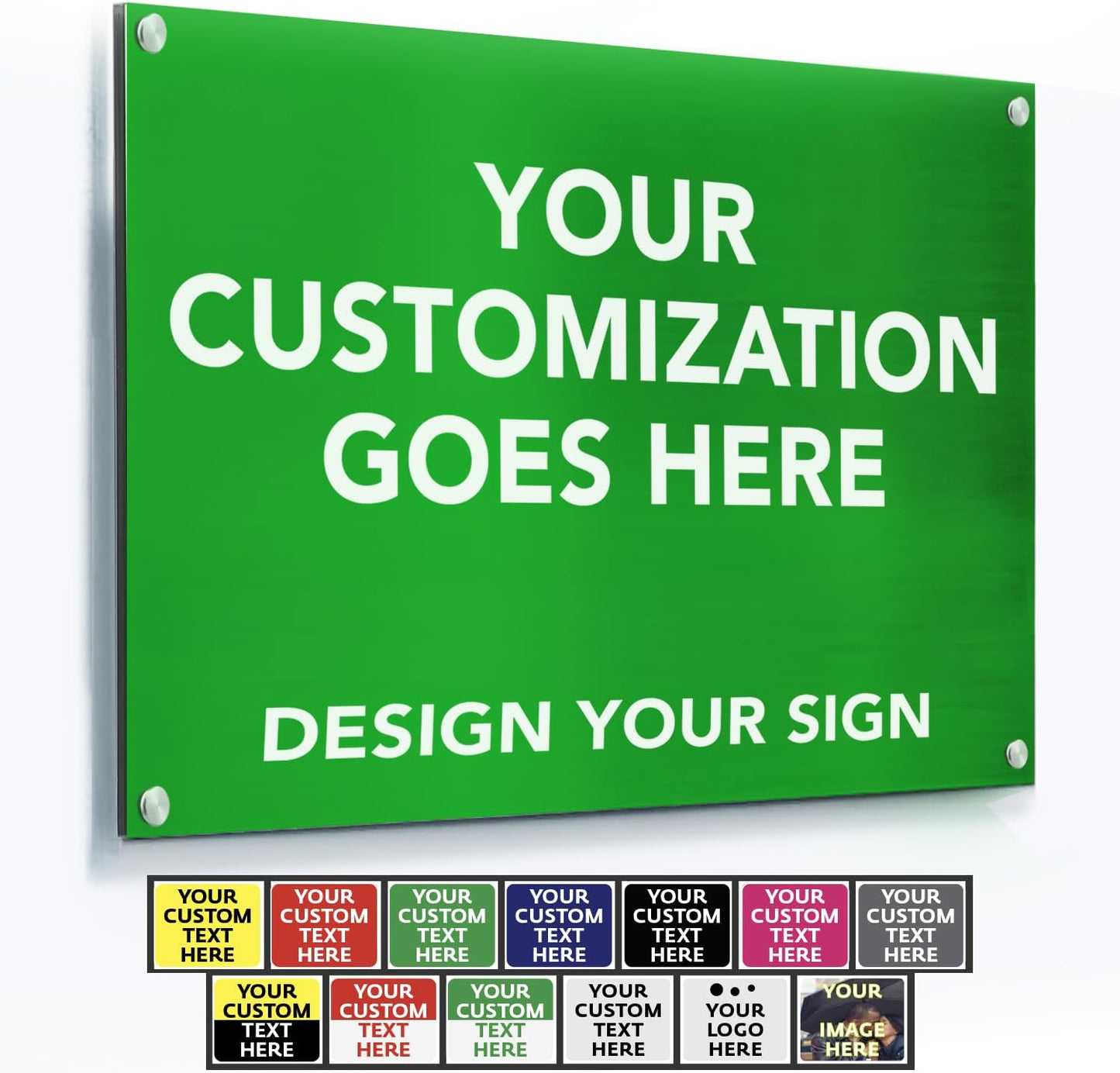 Custom Metal & Aluminum Outdoor Business Signs - White (Green, 18x12 In)