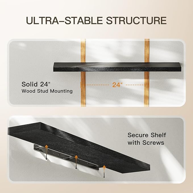 AMADA HOMEFURNISHING Floating Shelves Wall Mounted, 47 x 8 Inch Wall Shelves - Image 6