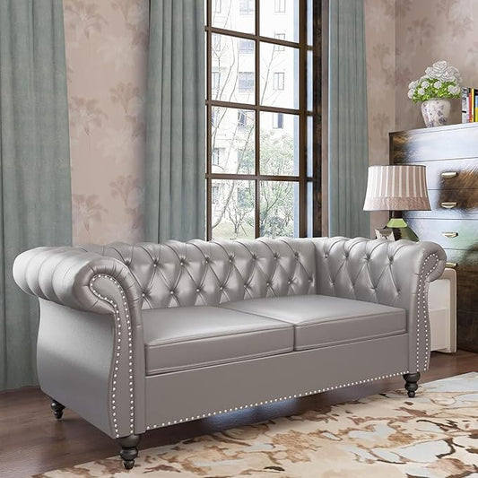 AVZEAR Chesterfield Loveseat, Mid-Century PU Upholstered Loveseat Sofa Modern 2 by AVZEAR