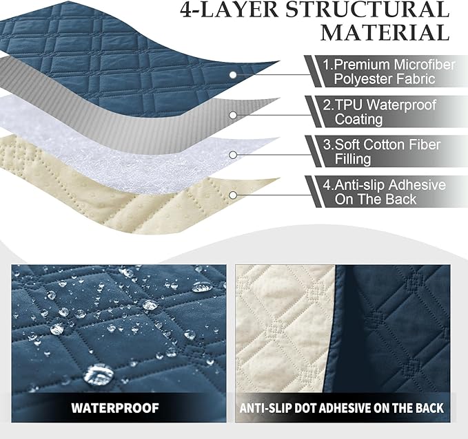 Genina L Shape Couch Cover, Sectional Couch Chaise Covers, Waterproof Washable - Image 4