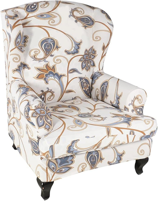 KRFOONN Wingback Chair Cover Slipcovers 2 Piece Stretch Wing Chair Covers by KRFOONN