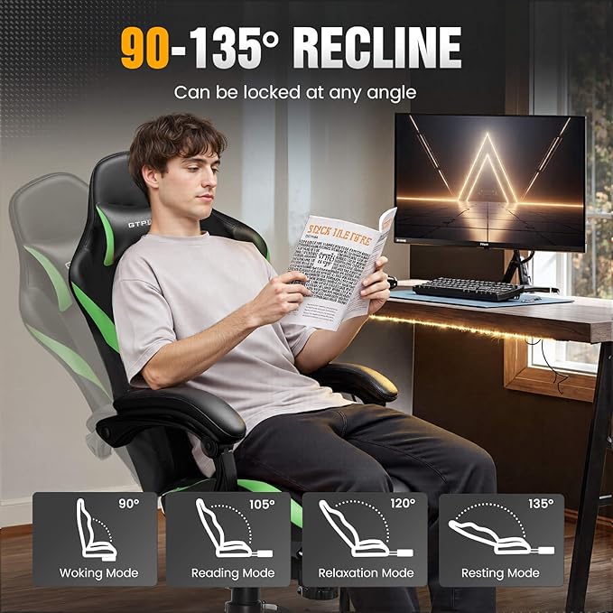 GTPLAYER Gaming Chair with Pocket Spring Cushion, Leather Office Chair with - Image 7