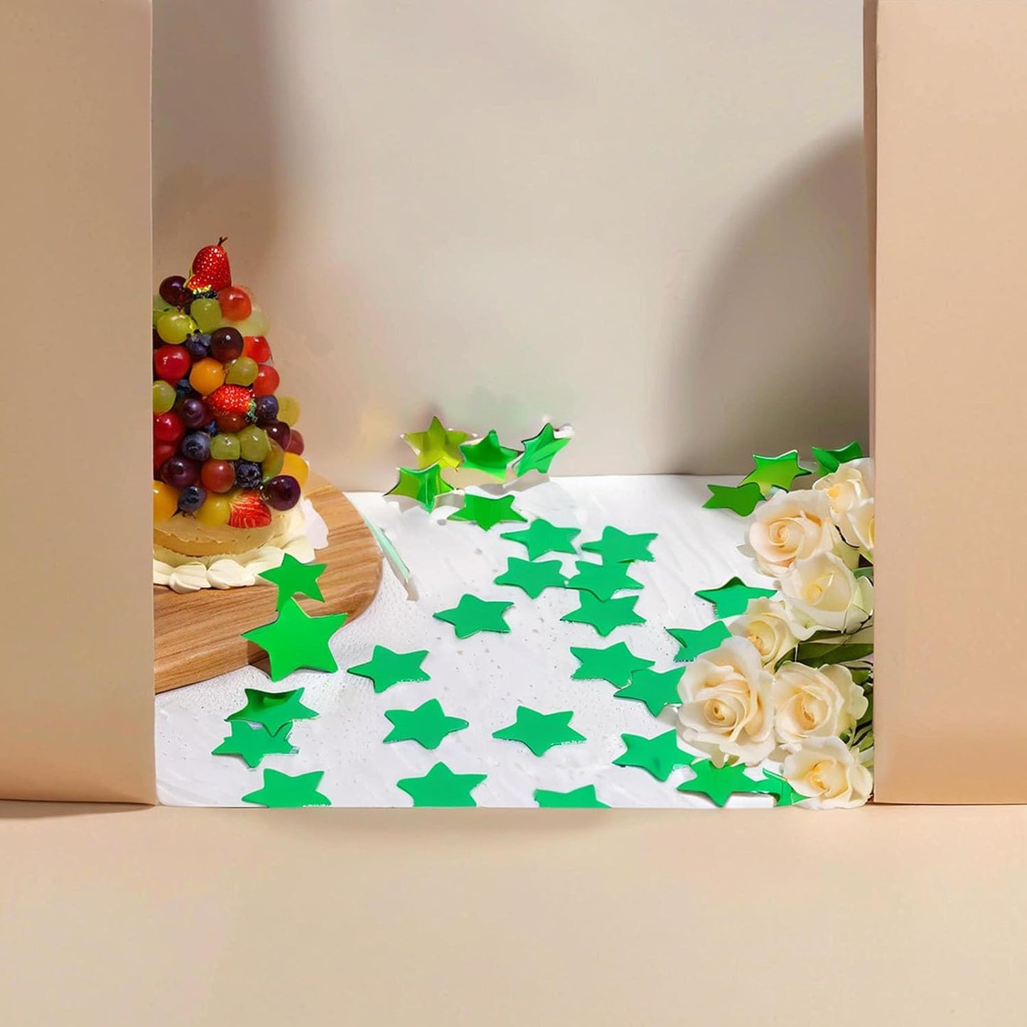 Green Star Confetti - 60g (2.11OZ) Glitter Stars Table Confetti for St. Patrick’s Day, Spring Weddings, Biodegradable Leaf Green Shimmer Décor for Crafts, Tables, Photo Backdrops