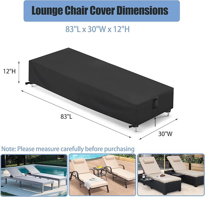 Chaise Lounge Covers, 2 Pack Waterproof Outdoor Lounge Chair Covers - Image 2