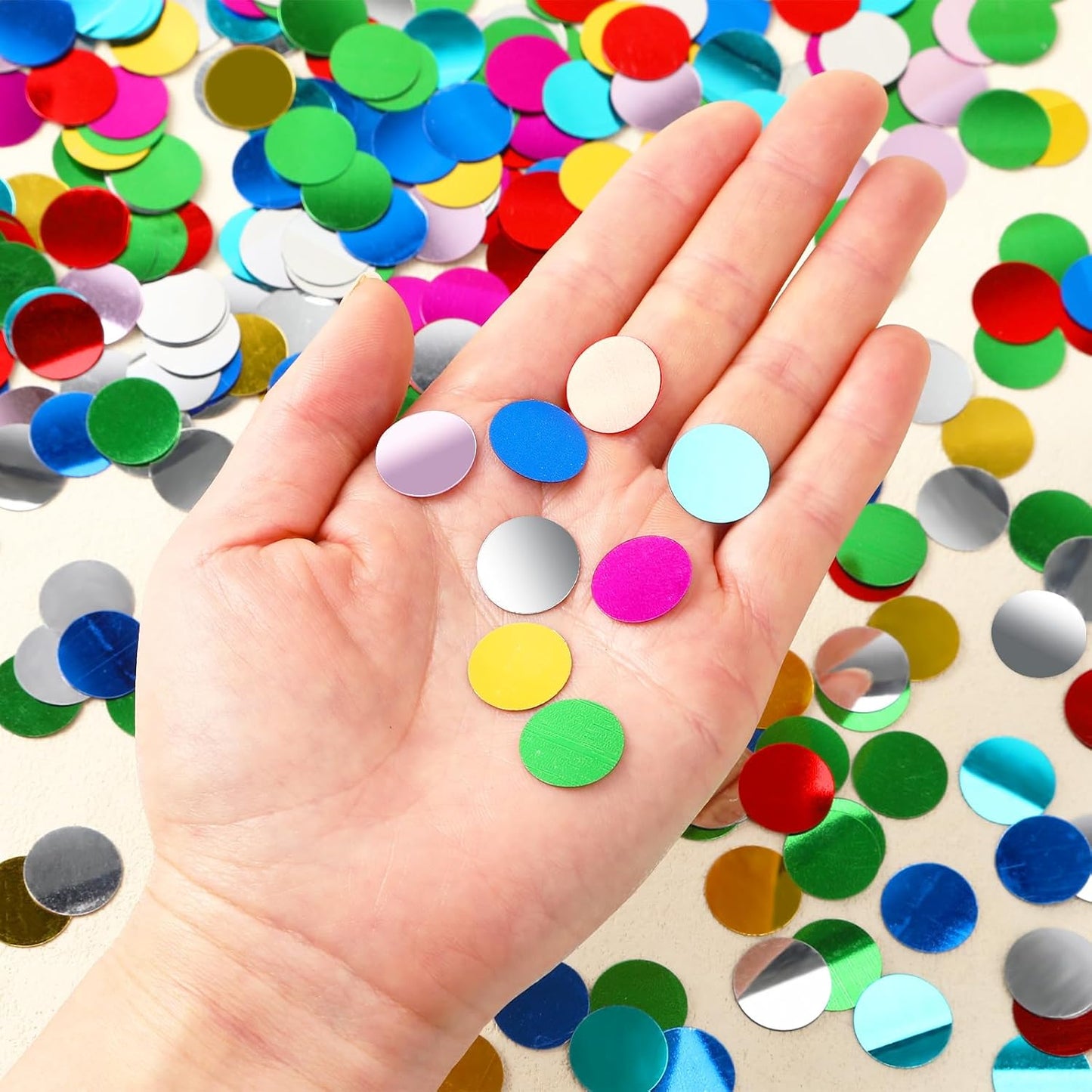 MARFOREVER Multicolor Foil Confetti, Glitter Round Confetti Rainbow Circle Dots Birthday Table Scatter Sequin Sprinkles for Party Wedding Bachelorette Baby Shower Festival Supplies