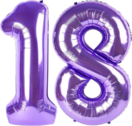 Purple Number 18 Balloon 40 Inch Birthday Decorations, Number 18 Balloon Birthday Party Decorations, Anniversary Decorations Graduations Party Supplies