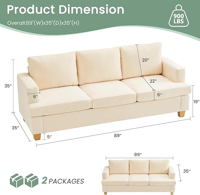 YOUDENOVA Sofa, Modern Comfy Couches - Image 2