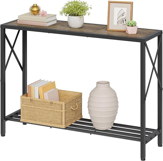 Tajsoon Console Table 41.8”, 2-Tier Industrial entryway Table, Narrow Sofa Table by Tajsoon