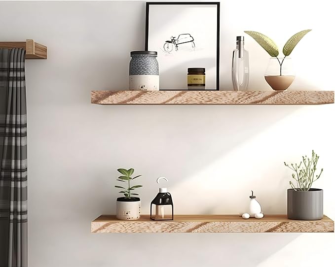 YYWUOJJ Wood Floating Shelves for Wall Decor, Rustic Wall Shelves for Bedroom - Image 7