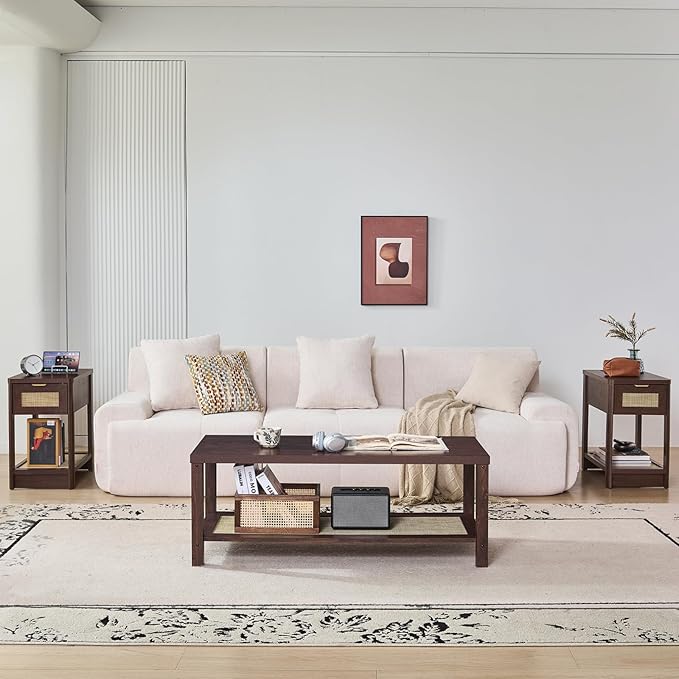 Lerliuo Boho Coffee Tables for Living Room, Rattan Center Table - Image 8