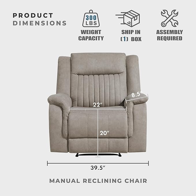 Lexicon Manual Recliner Chair, Polished Microfiber Reclining Sofa Chair - Image 5