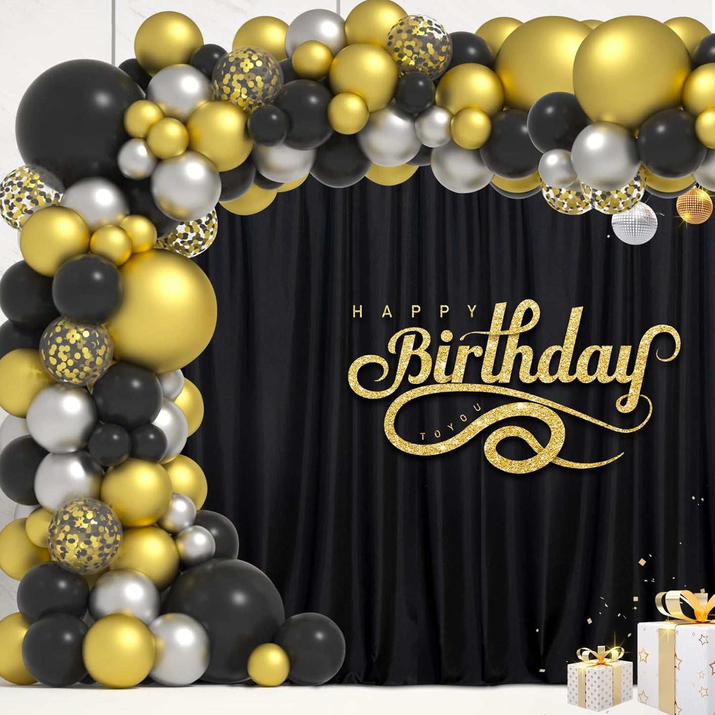 MYSKY HOME Black Backdrop Curtains - Party Background Drapes Panels Fabric, 5ft x 7ft, 2 Panels