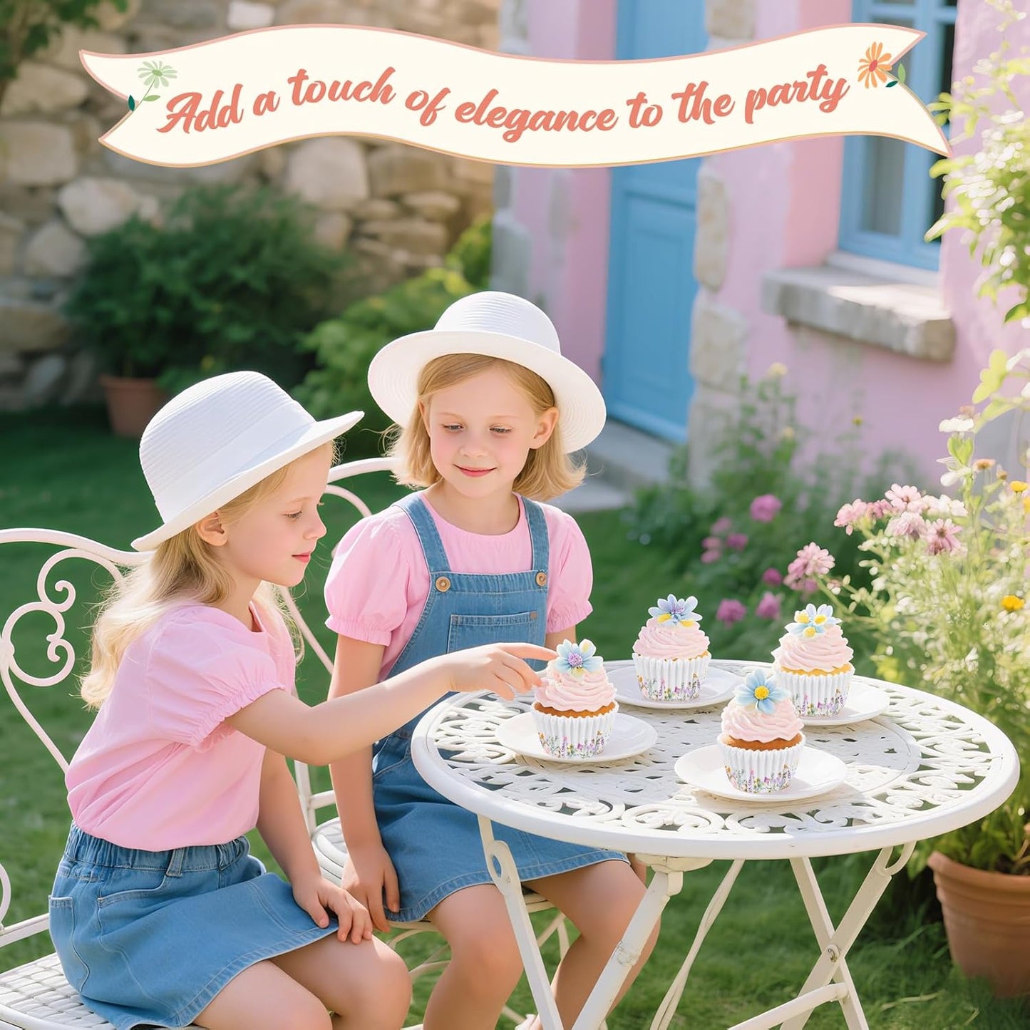 600 Count Elegant Wildflower Cupcake Liners for Baby Showers, Weddings, Spring Birthday Parties - Floral Rustic Theme Party Decorations Supplies