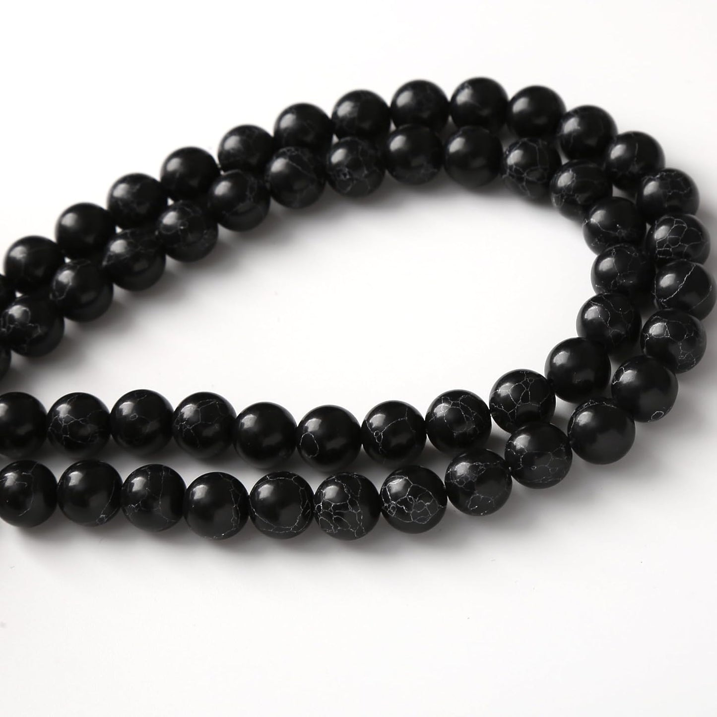 Black Turquoise Stone Beads Gemstone Round Crystal Energy Jade Beads Stone Beads for Jewelry Making DIY Bracelet Necklace Jewelry Making 1 Strand 15.5inch 4MM