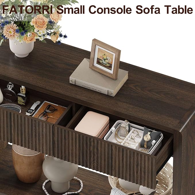FATORRI Console Entryway Table, Narrow Wooden Sofa Table - Image 5