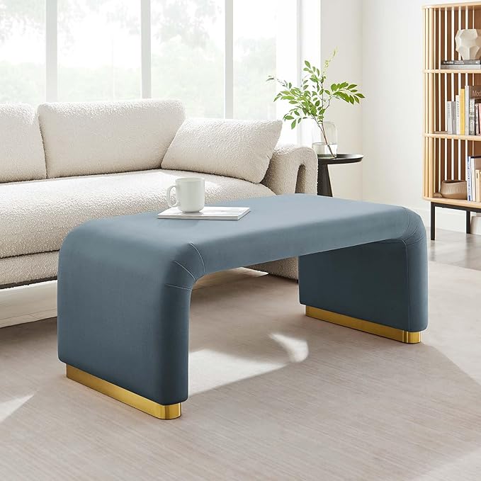Modway EEI-6735-BRA-CAB Koda Performance Velvet Waterfall Ottoman, Brass Cadet - Image 2