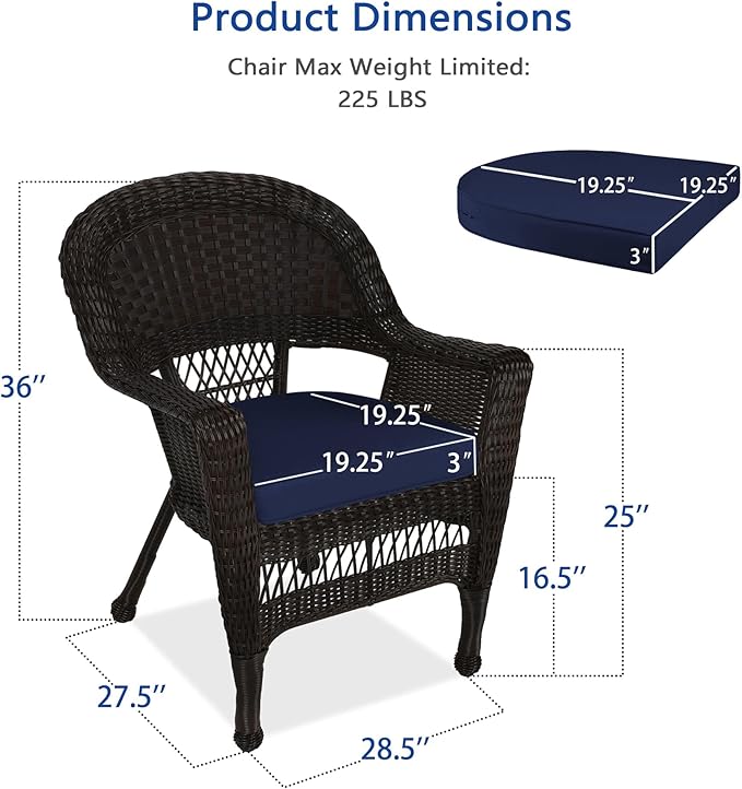 Jeco Wicker Chair with Blue Cushion - Image 3