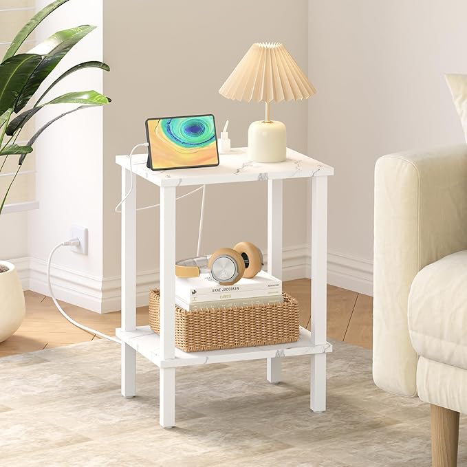 TUTOTAK End Table with Charging Station, Small Side Table with Outlets - Image 3