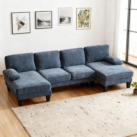 Karl home 111" Sectional Sofa U-Shaped 4-Seat Couch by Karlhome