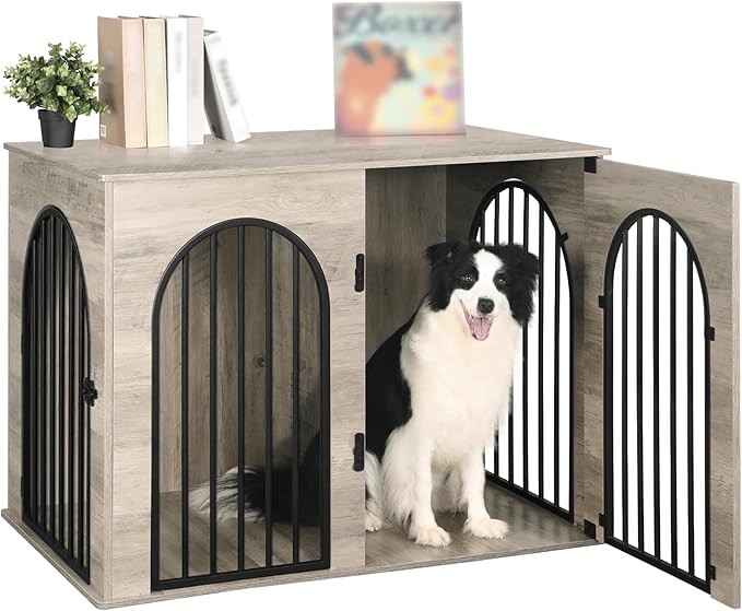 Hzuaneri 43.3" Wooden Dog Crate Furniture, Indoor Dog Kennel Dogs Cage - Image 9