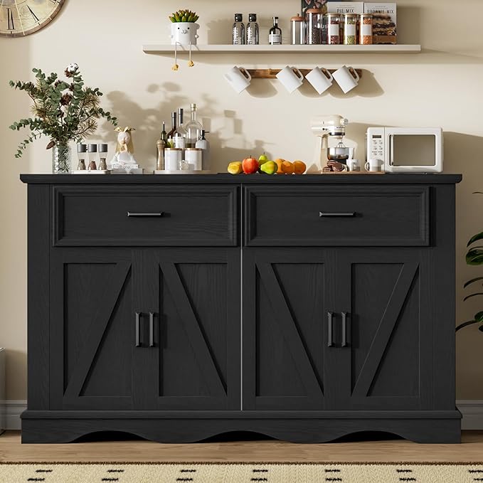 56" Large Wooden Buffet Cabinet - Image 7