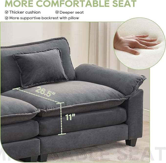 Oprisen 154" Modular Sectional Sofa, Comfy Cloud Couch Sectional Sofa - Image 4