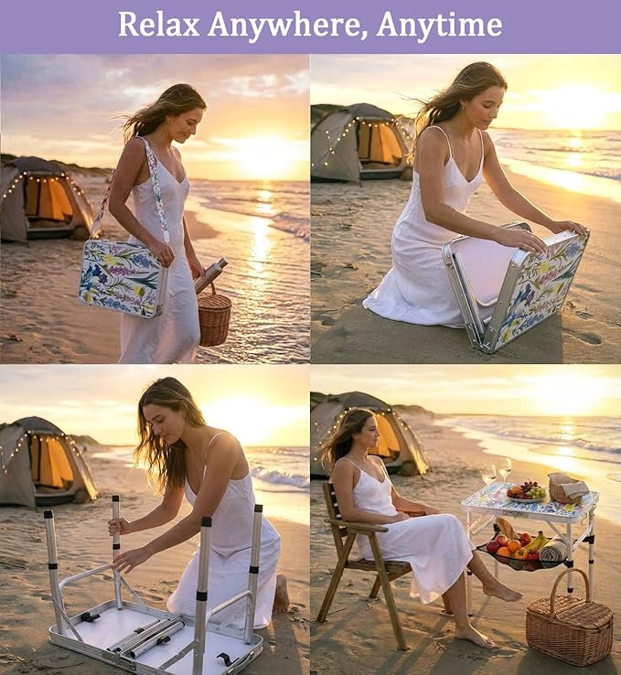 Folding Camping Table 2ft Portable Picnic Table Adjustable Height, Small - Image 7