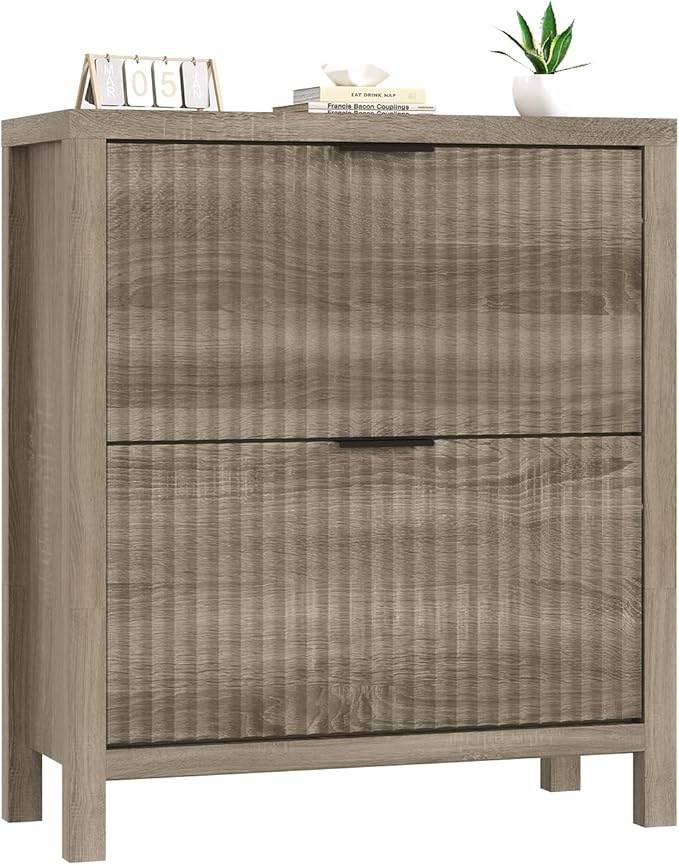 YOMILUVE Shoe Cabinet Storage for Entryway, Fluted Shoe Cabinet - Image 9