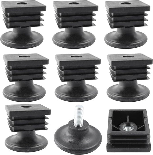 8Pcs Adjustable Leveling Feet 38 x 38mm Square Insert Kit Furniture Glide by Unknown