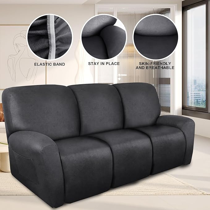 ANARACHON Recliner Couch Cover Leather Look Recliner Sofa Covers - Image 5