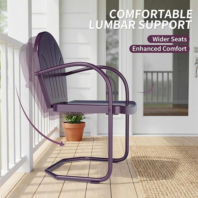 Patio Bistro Set Retro Metal Outdoor Seating Conversation 3 Pieces, 2 C-Spring - Image 5