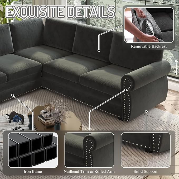 118" L-Shaped Sleeper Couch Bed - Image 4