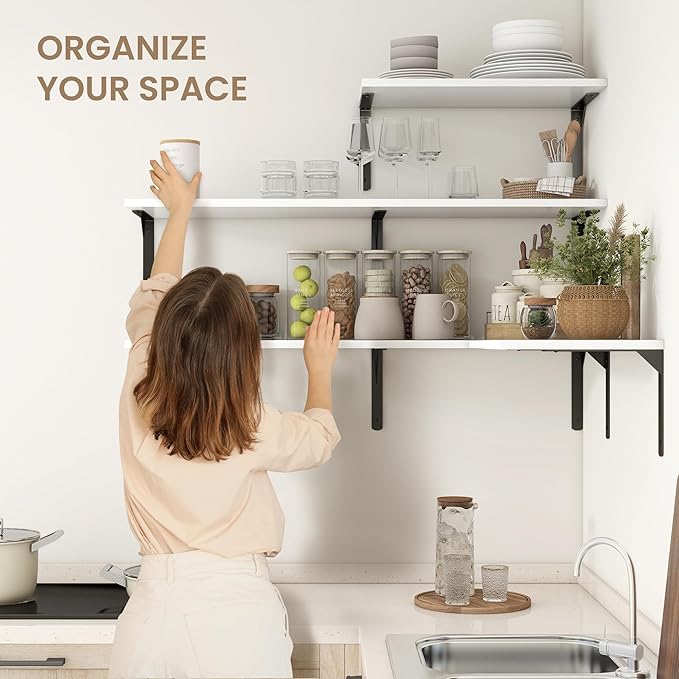 Fun Memories Floating Shelves for Wall, 12 Inch Deep Floating Shelves Set of 2 - Image 7