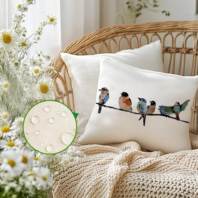 RABUSOFA Outdoor Pillow Covers 16x16 Inch, Outdoor Bird Lumbar Throw Pillow - Image 2