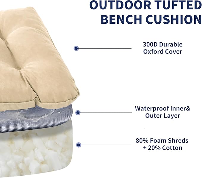 IPYNBAP Outdoor Bench Cushion, Waterproof Bench Cushion - Image 3