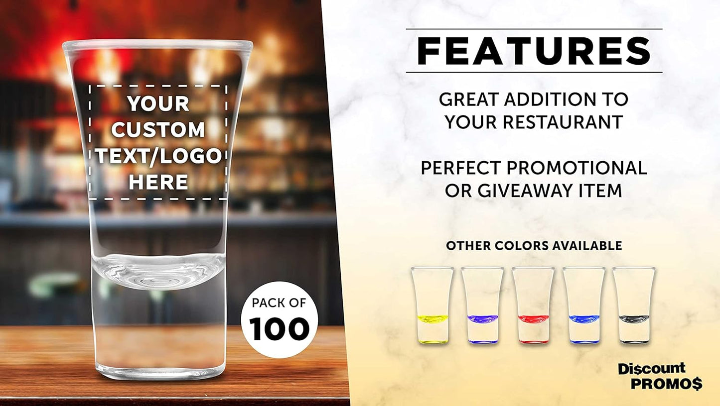 Custom 2 oz. Lord Shooter Etched Shot Glasses, 100 pack, Personalized Text, Logo, 21st Birthday Party, Lounge Glassware, Clear