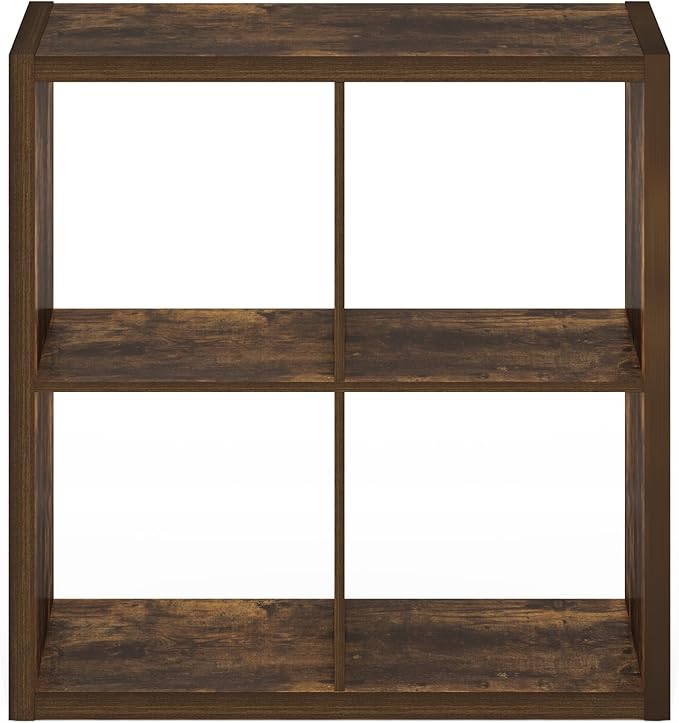 Furinno Cubicle Book Shelf, 4-Cube Bookshelf, Extra Thick Frame Reversible - Image 9