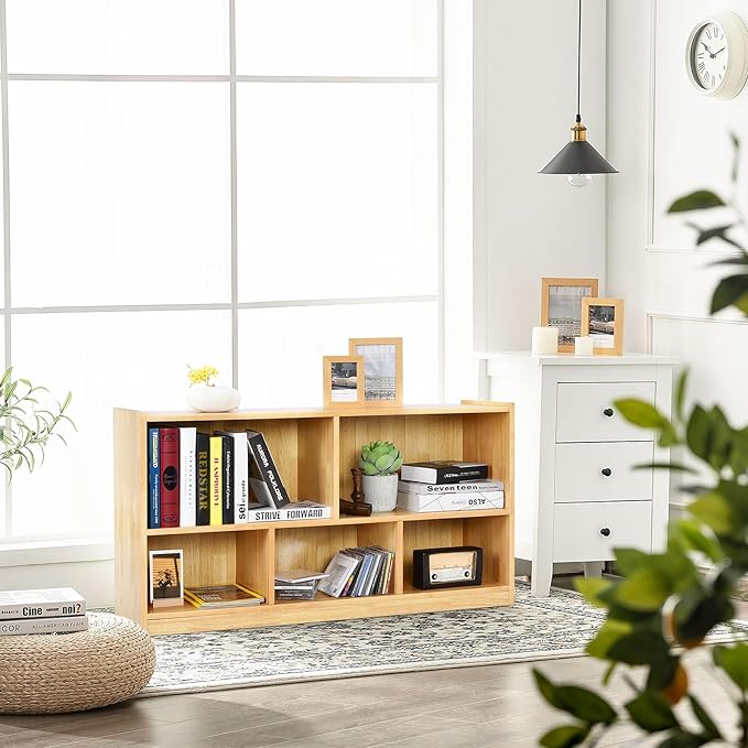 Tangkula 5 Cube Bookcase, 2 Tier Wooden Storage Open Bookshelf, Kid's Playroom - Image 5