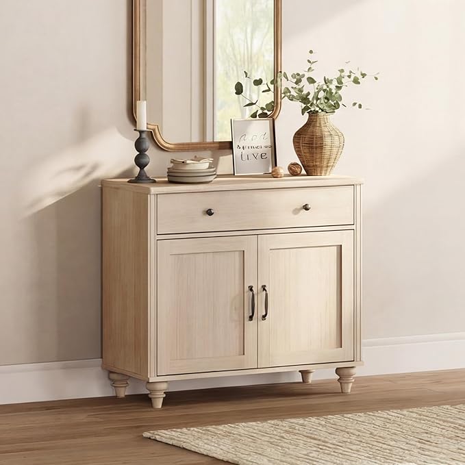 WAMPAT Buffet Cabinet with Doors & Drawer, Large Coffee Bar Table Wood Kitchen - Image 5