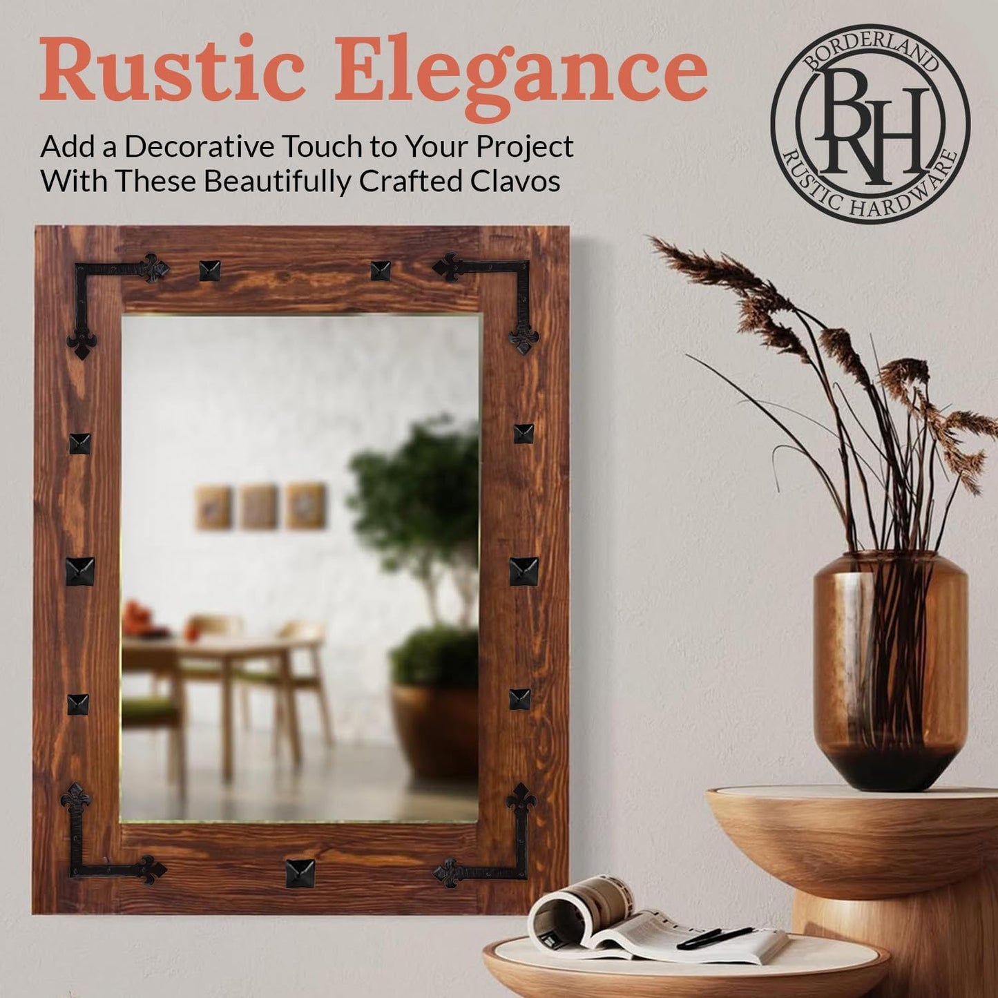 50 Pack 0.75" Square Head Iron Clavos Decorative Nails – Black – Handmade Rustic Square Fasteners for Farmhouse Shutters, Faux Wood Beams, Barn Doors, Shutters, and Gates – Ornamental Wood Accent