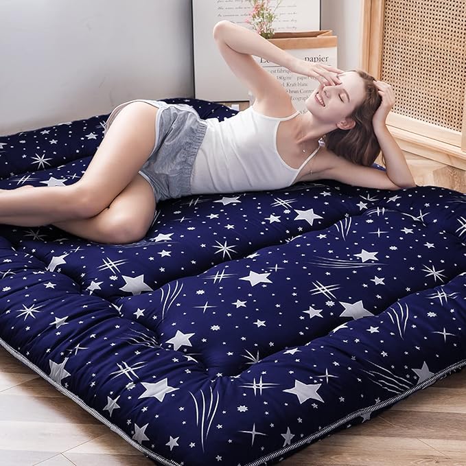 MAXYOYO Navy Starry Sky Japanese Floor Futon Mattress, Tatami Floor Mat - Image 8