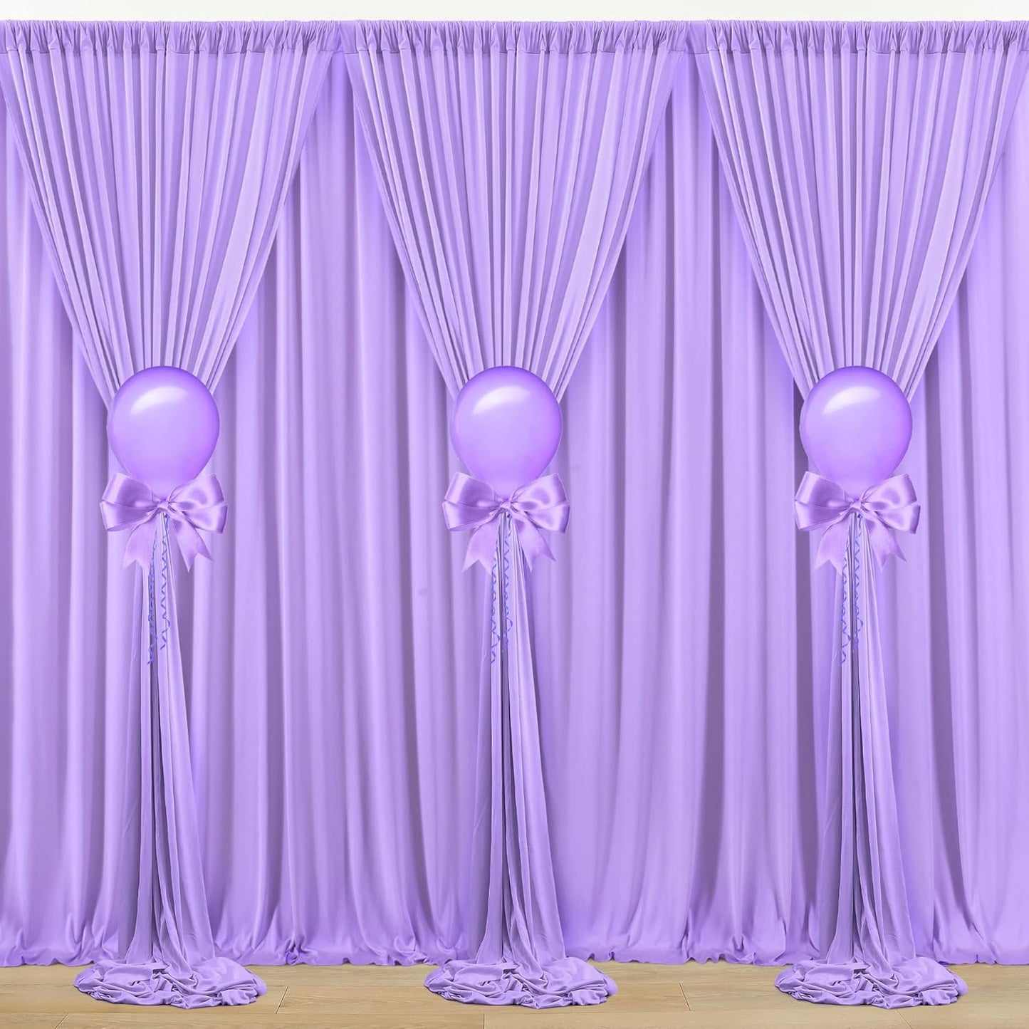 50 ft x 10 ft Wrinkle Free Lavender Backdrop Curtain for Parties, Polyester Light Purple Photo Backdrop Drapes 10 Panels 5x10ft for Baby Shower Photoshoot Wedding Birthday Party Photography Curtains
